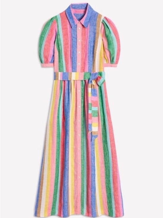 Boden Dresses & Skirts - Boden Alexa linen stripe pink multicolor shirt maxi dress US8R UK 12R